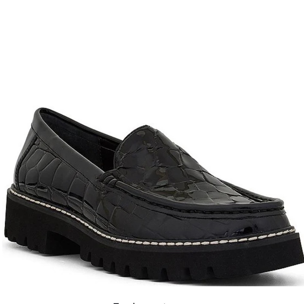 Hope Crocodile Embossed Patent Leather Lug Sole Platform Loafers